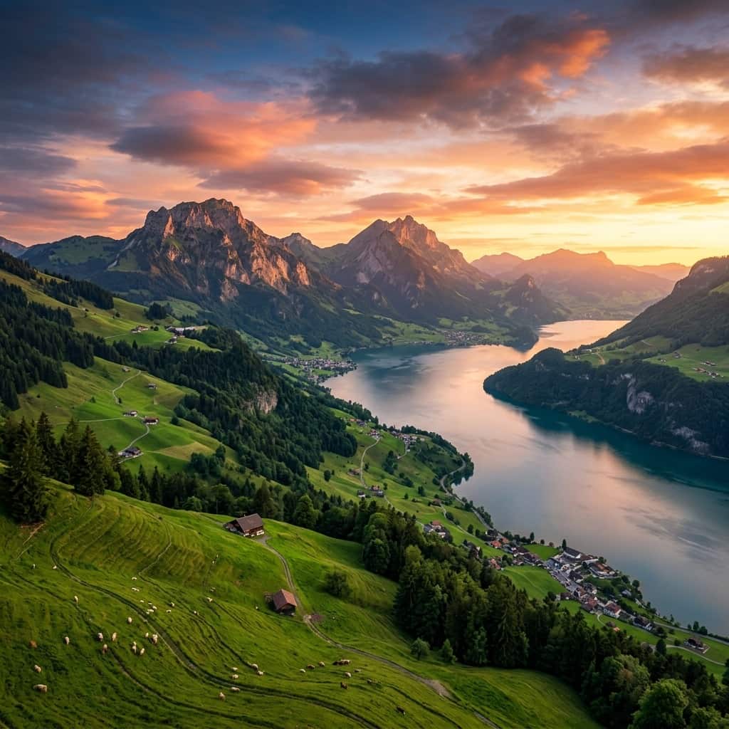 Vierwaldstättersee und Stanserhorn im Kanton Nidwalden